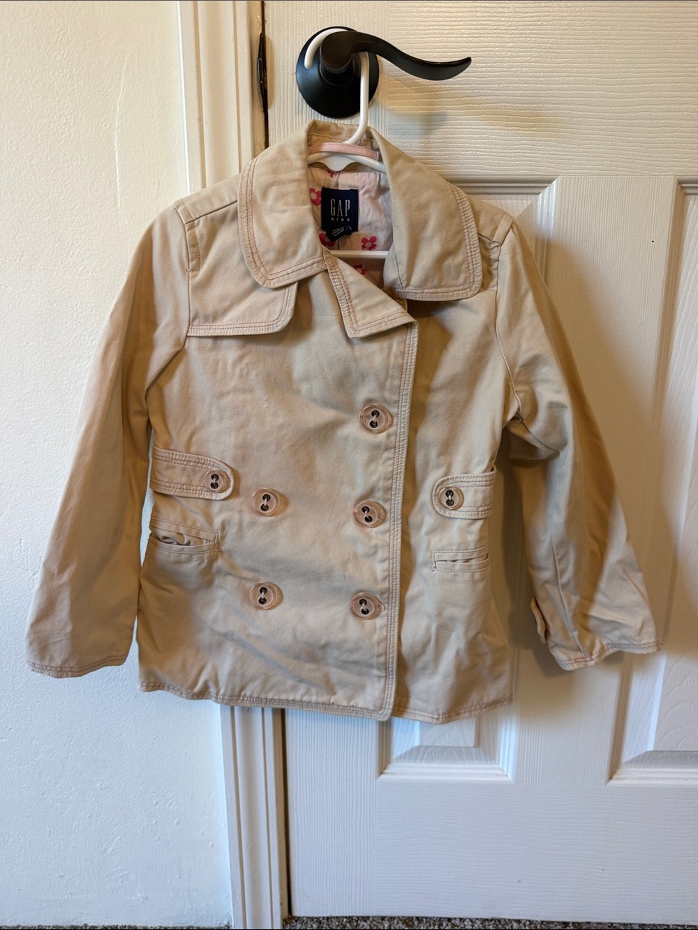 GAP Kids Beige Double-Breasted Pea Coat